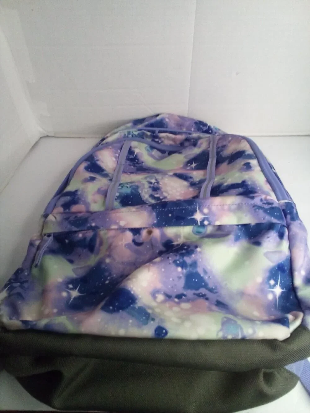 Lands' End Backpack Multi Pocket Adjustable Pattern Purple Gray